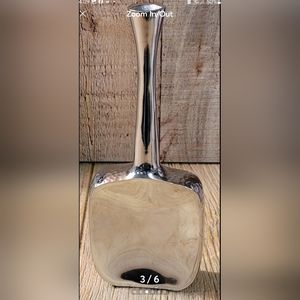 Chromed Metal Flower vase or Art, with hammered accents.